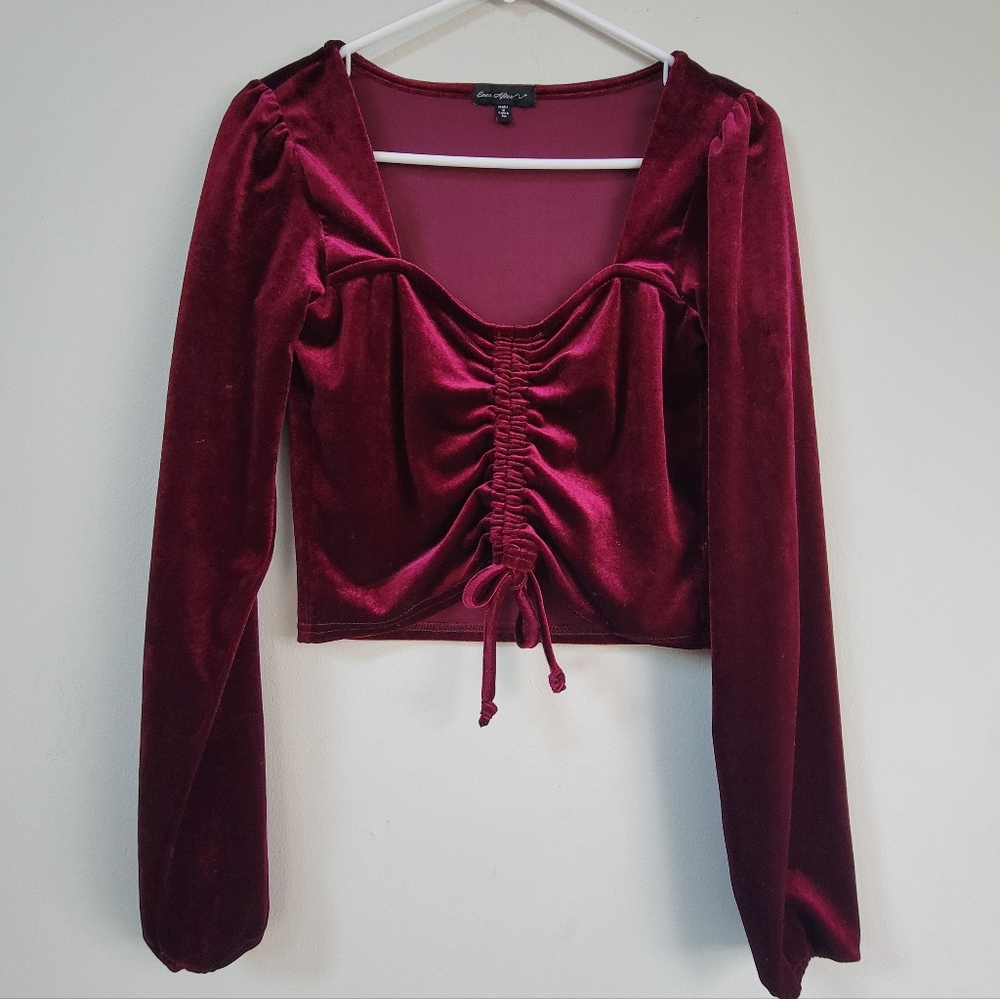 Ever After Velvet Peasant Crop Top Women's Size M Whimsigoth Coachella Fairy